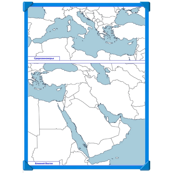 Панель контурная карта Средиземноморья, Ближнего Востока 50 х 70 см