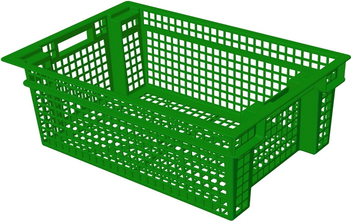 Ящик для овощей 60 х 40 х 20 см из первичного полиэтилена зеленый