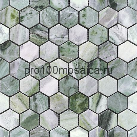 Мозаика Pietrine Hexagonal - Onice Verde oliva POL hex 292x298х7 мм (чип 23х40х7 мм)