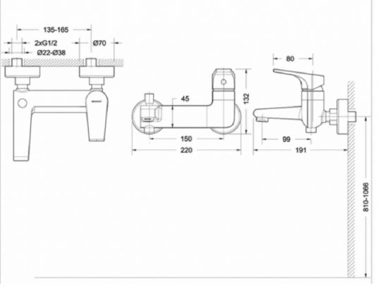 Современный смеситель для ванны Bravat Vega F6119177CP-01 хром ФОТО