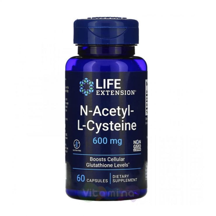 Life Extension NAC N-Ацетил-L-цистеин N-Acetyl-L-Cysteine 600мг, 60 капс