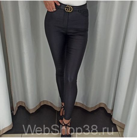 Черные облегающие утепленные брюки