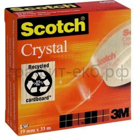 Скотч 19х33 Crystal кристально-прозрачный 3М SCOTCH 600