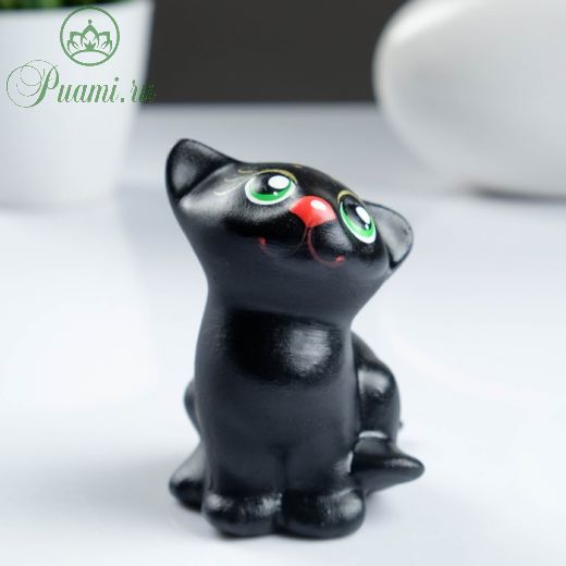 Фигура "Котик Мурзик" чёрный, 6х9х6см