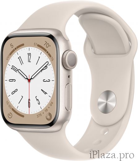 Apple Watch Series 8, корпус из алюминия цвета «сияющая звезда», спортивный ремешок цвета «сияющая звезда»
