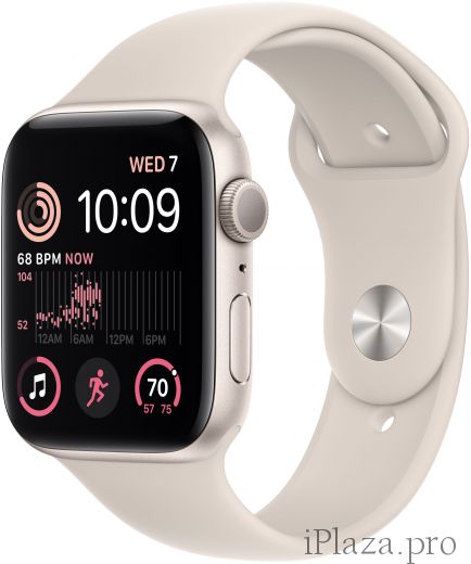 Apple Watch SE 2022, корпус из алюминия цвета «сияющая звезда», спортивный ремешок цвета «сияющая звезда»