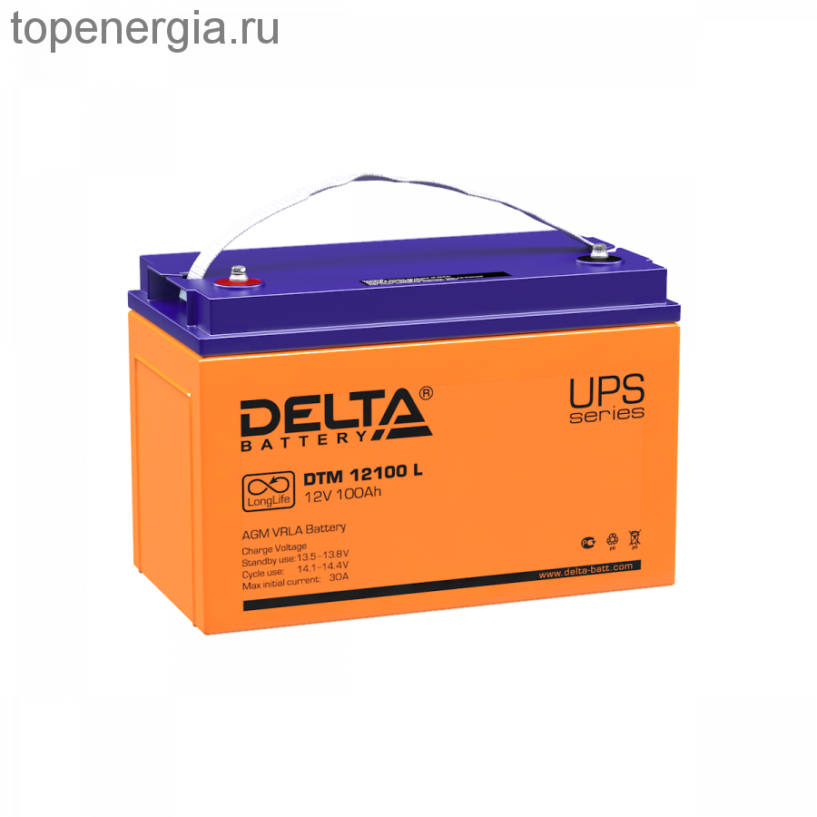 Аккумулятор герметичный VRLA свинцово-кислотный DELTA DTM 12100 L