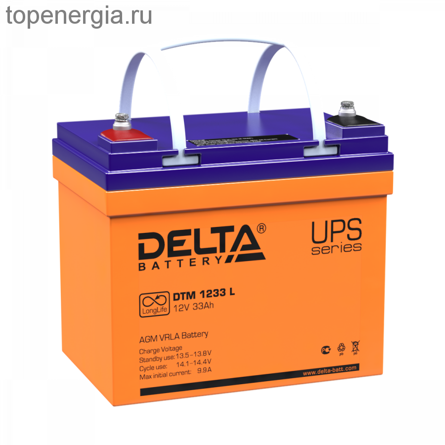 Аккумулятор герметичный VRLA свинцово-кислотный DELTA DTM 1233 L