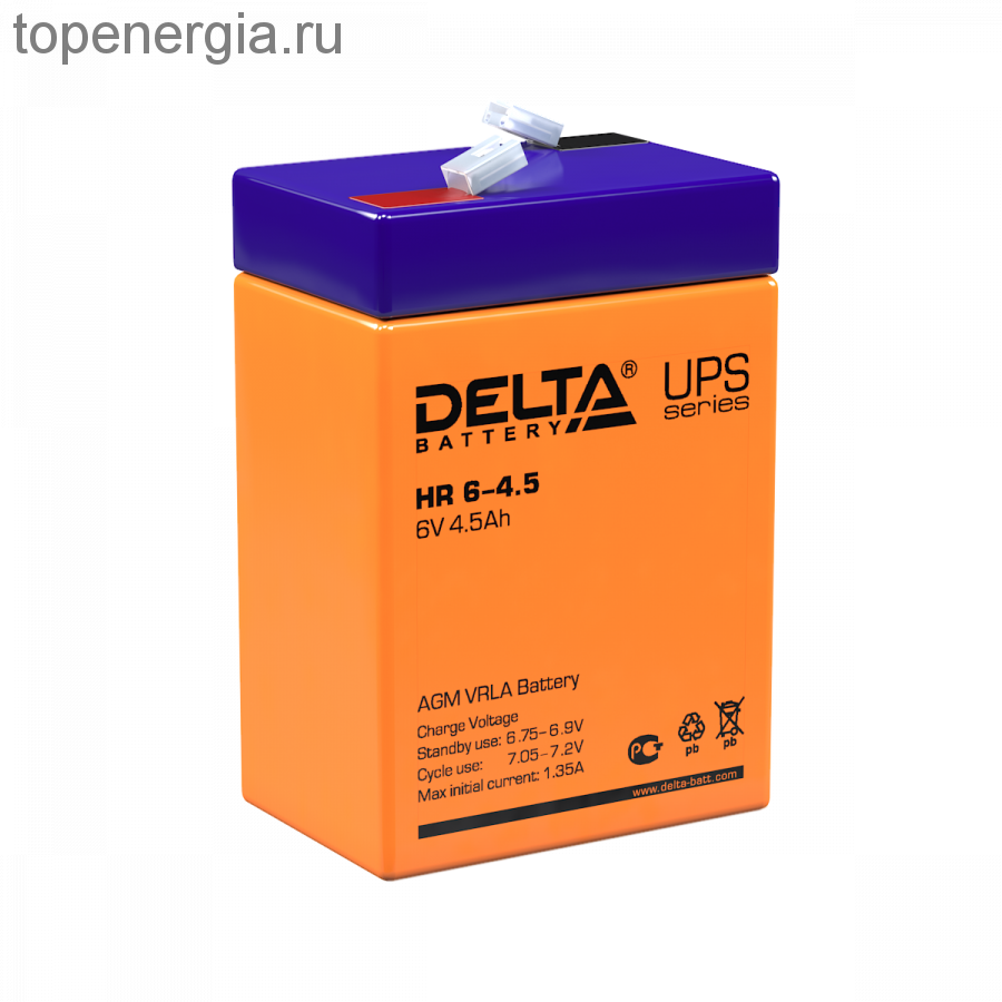 Аккумулятор герметичный VRLA свинцово-кислотный DELTA HR 6-4,5