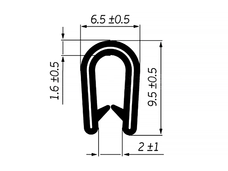 Уплотнитель армированный резиновый 9.5х6.5 мм чёрный (Арт.: 5107Ч)