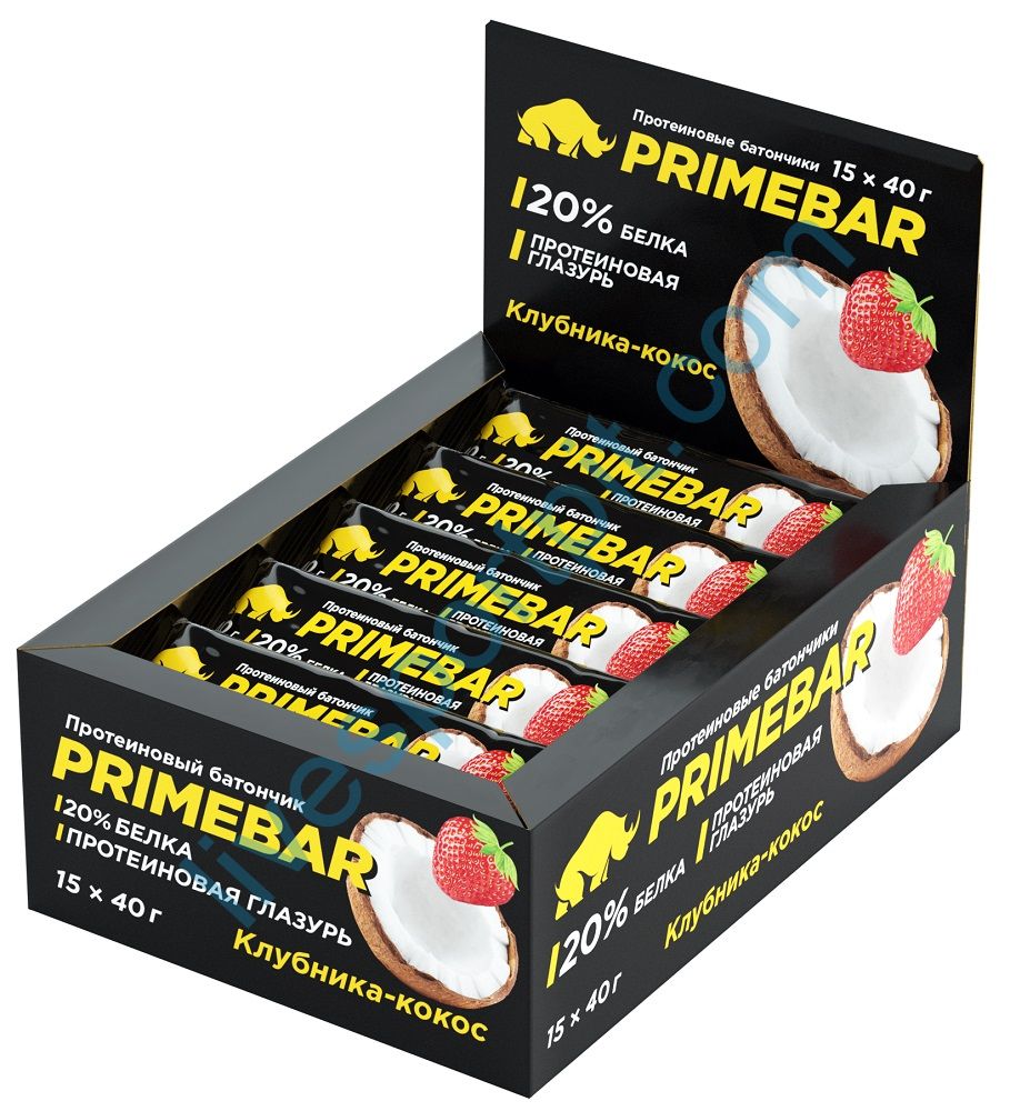 Протеиновые батончики PRIMEBAR 15 x 40 г Prime Kraft клубника-кокос