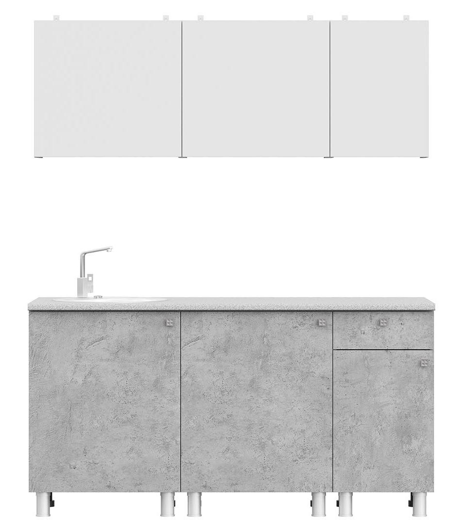 Кухня "КГ-1 (1600)" Белый/Цемент светлый