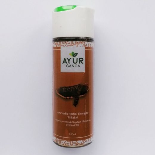 Шампунь аюрведический травяной Шикакай | Ayurvedic Herbal Shampoo Shikakai   | 200 мл | AyurGanga