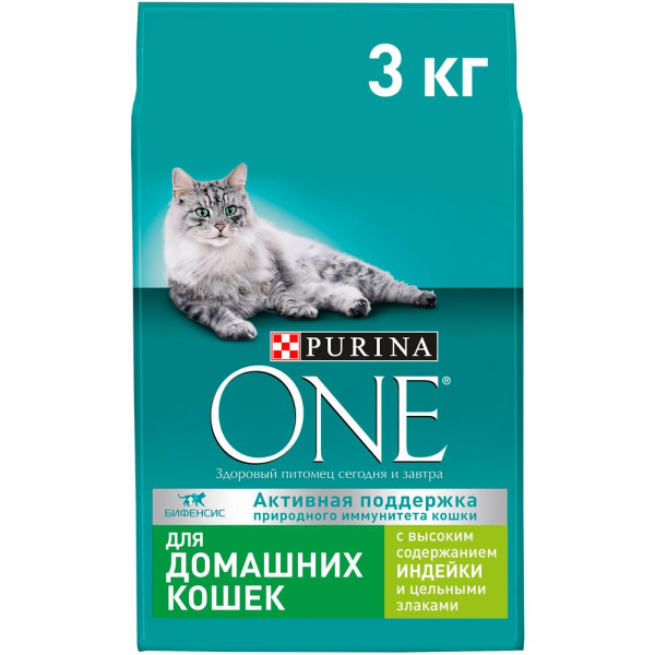 Сухой корм для кошек живущих в помещении Purina ONE с индейкой