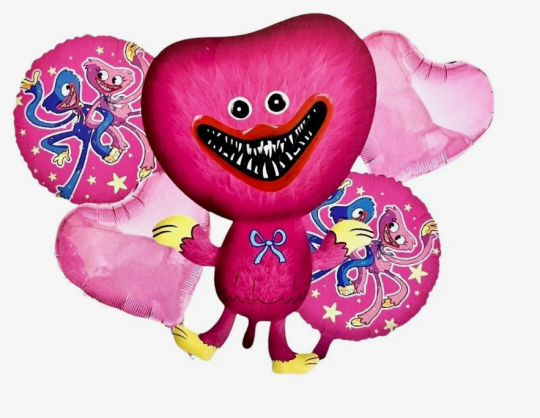Зубастики розовый набор фольгированных шаров с гелием на грузе