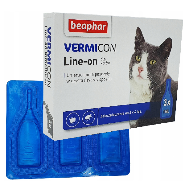 Капли от блох для кошек Beaphar Vermicon 3 пипетки 28 гр