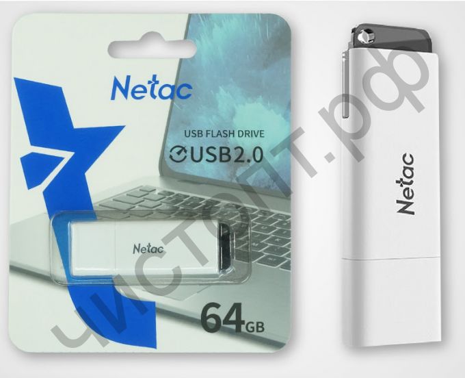 флэш-карта Netac 64GB U185  белый с LED индикатором
