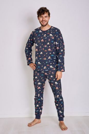 Пижама мужская TARO Mikolaj 2840-01, лонгслив и брюки, темно-синий
