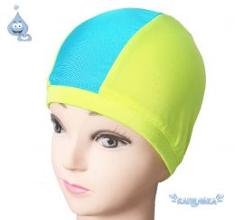Текстильная шапочка для плавания (комбо желтый неон-голубой)