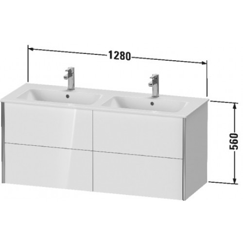 Подвесная тумба Duravit Xviu 56х128х48 для двух раковин ME by Starck 233613 ФОТО