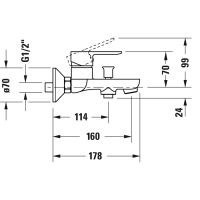 Однорычажный смеситель Duravit для ванны для стандартного монтажа A1523 схема 2