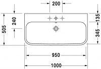 Раковина Duravit Happy D.2 шлифованная 100х50,5 231810 схема 2