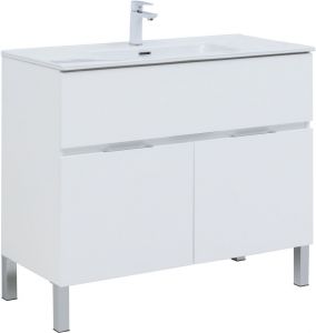 Тумба с раковиной Aquanet Алвита New 100 1 ящик, 2 дверцы, белый матовый 00274185