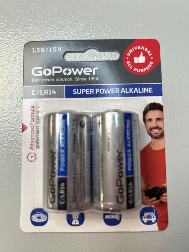 Батарейка GoPower LR14 C BL2 Alkaline 1.5V