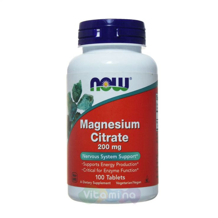 NOW Магний цитрат Magnesium Citrate 200 мг, 100 шт
