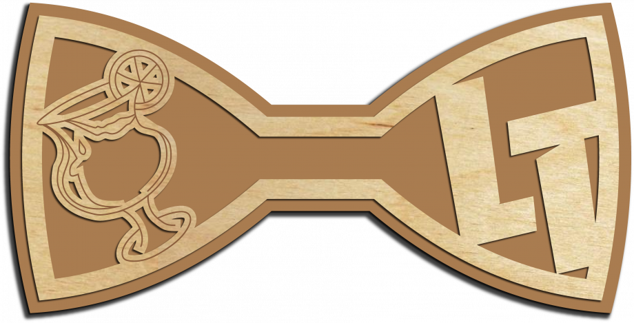 Деревянный галстук-бабочка с бокалом