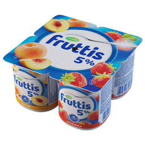 Продукт йогуртный FRUTTIS 115г 5% Сливочное лакомство клубника/персик