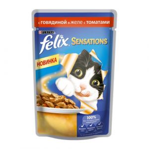 Корм для кошек FELIX Sensations 85г Говядина и томат в соусе