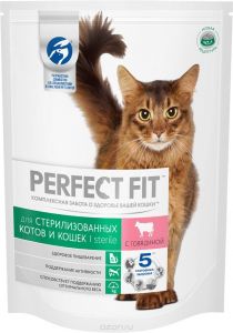 Корм для стерилизованных кошек PERFECT FIT с говядиной 650г