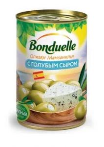 Оливки BONDUELLE 240/260г с голубым сыром ж/б 12шт