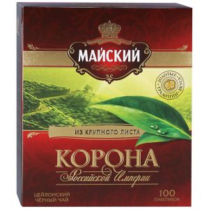 Чай черный в пакетиках МАЙСКИЙ 100*2г Корона Российской Империи