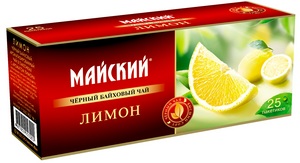 Чай черный в пакетиках МАЙСКИЙ 25*1,5г Лимон