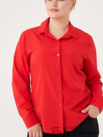 Классическая женская рубашка  043-20 (красный)