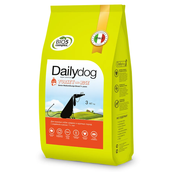 Сухой корм для пожилых собак средних и крупных пород Dailydog Senior Medium & Large Breed Turkey с индейкой