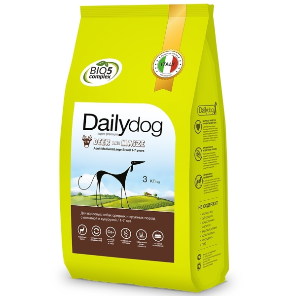 Сухой корм для собак средних и крупных пород Dailydog Medium & Large Breed Deer & Maize с олениной