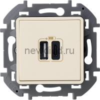 INSPIRIA Слоновая кость Зарядное устройство с двумя USB-разьемами A-C 240В/5В 3000мА Legrand