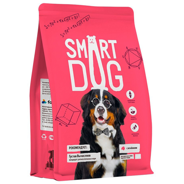 Сухой корм для собак крупных пород Smart Dog с ягненком