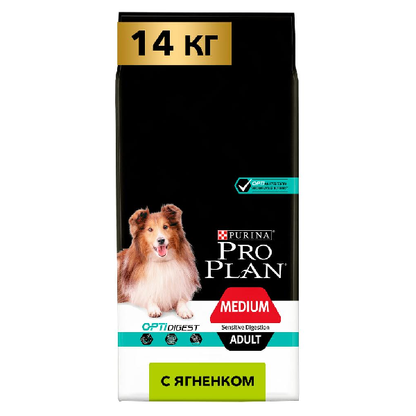Сухой корм для собак средних пород Pro Plan Medium Sensitive Digestion с ягненком