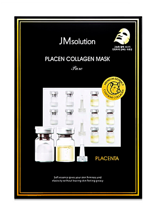 JMSOLUTION Маска тканевая плацентарная с коллагеном. Placen collagen mask pure, 30 мл.
