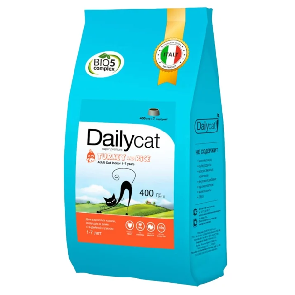 Сухой корм для кошек DailyCat Adult Indoor Turkey & Rice с индейкой и рисом