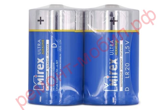 Батарейка алкалиновая Mirex LR20 / D 1,5V цена за 2 шт (2/12/96), shrink (23702-LR20-S2)
