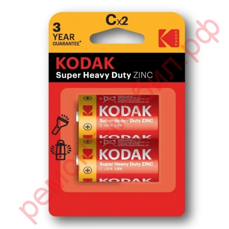 Батарейка солевая KODAK R14/2BL Super Heavy Duty (цена за блистер 2 шт)