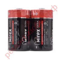 Батарейка солевая Mirex R20 / D 1,5V цена за 2 шт (2/12/96), спайка (23702-ER20-S2)
