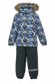 Зимний комплект-костюм для мальчика, ROBERTO 816 Чёрный-синий (пёстрый)
