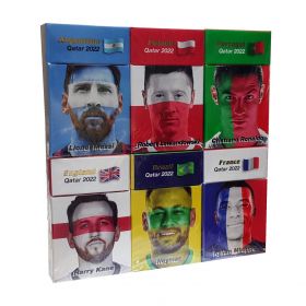 Блок (6шт) сувенирных сигаретных пачек - Лучшие футболисты мира. Футбол Qatar 2022 (фольга+лак) Msh Ali Oz