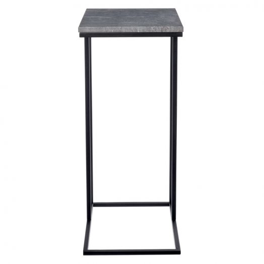 Придиванный столик Loft 50x30см, серый мрамор 
с чёрными ножками